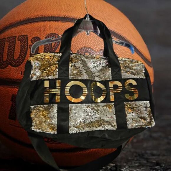 Justice Girl Hoops Flip Sequin Duffle Bag Gold/Sliver - Picture 1 of 2